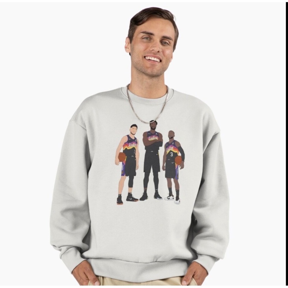Gildan Phoenix Suns Graphic Sweatshirt Mens S White The Valley Booker Paul NBA